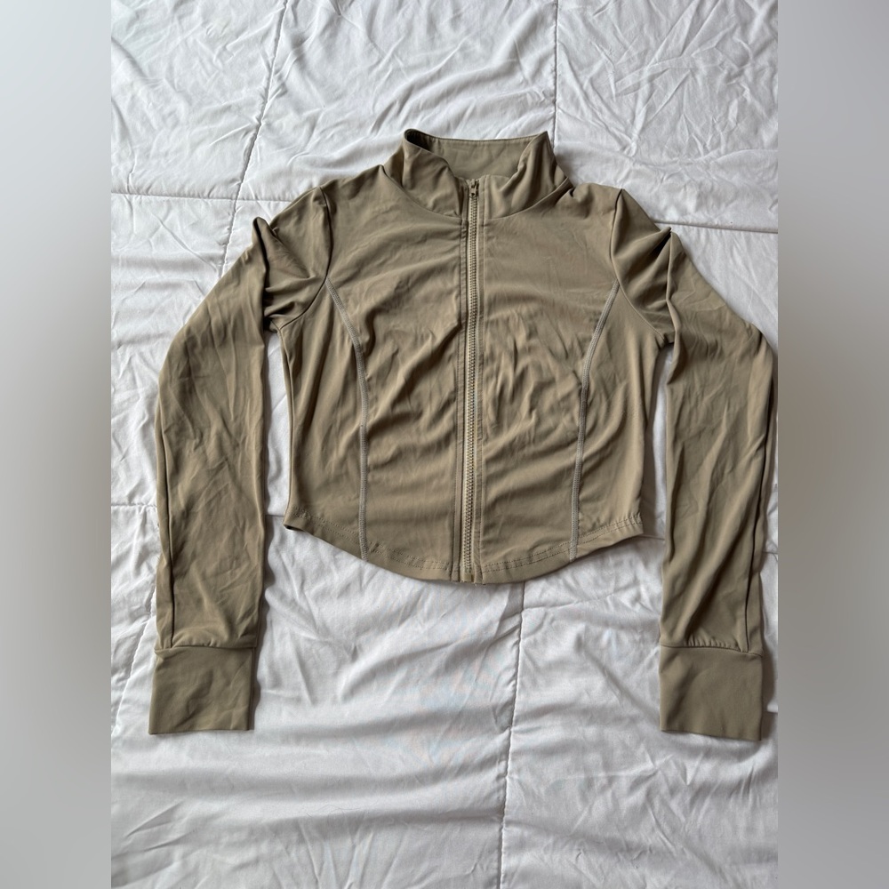 Women's Tan Workout Zip Up Jacket M